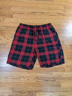 Bamboo Cool Men's Pajama Sleep Lounge Shorts Red Black Buffalo Plaid Size XL